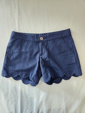 Lilly Pulitzer Buttercup Scallop Hem Shorts 00 Coastal Resort Preppy Golfcore